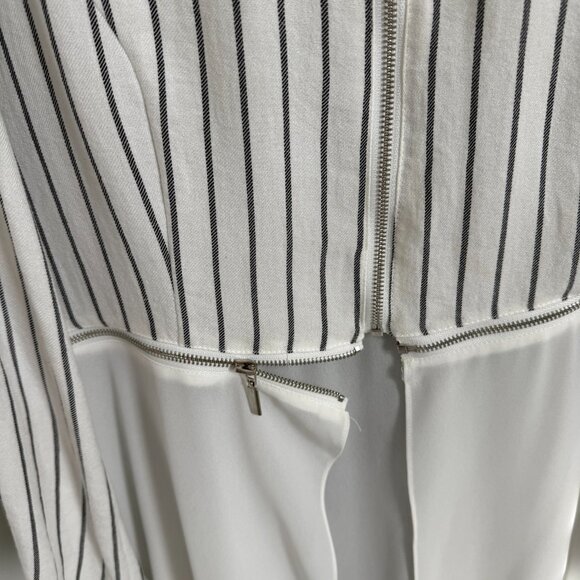 Patrizia Luca Milano Striped Zip-Front Maxi Dress – Sheer Skirt Overlay - Picture 4 of 6